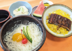 鰻丼と素麵